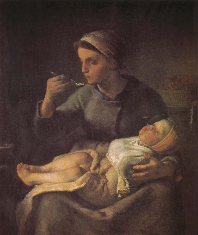 Jean Francois Millet Woman feeding the children oil painting picture